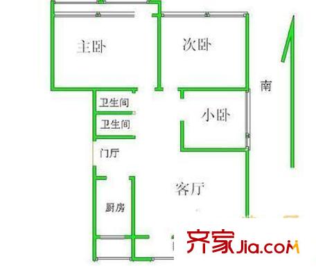 蓮花池東路甲5號院戶型圖戶型圖 3室1廳1衛(wèi)1廚