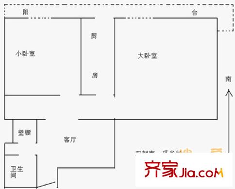 蓮花池東路甲5號院戶型圖戶型圖 2室1廳1衛(wèi)1廚