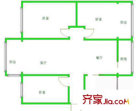 小稿村户型图户型图 3室2厅1卫1厨