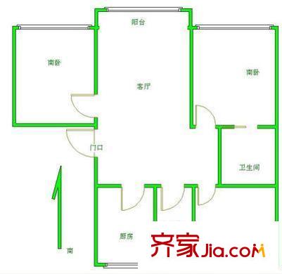 卧龙公寓户型图户型图 3室1厅2卫1厨