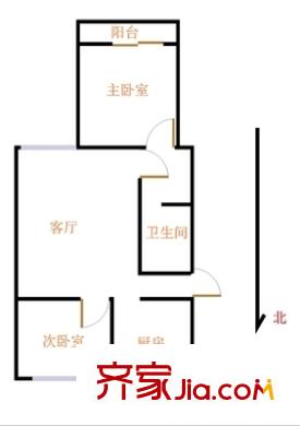 西潞南里户型图户型图 2室1厅1卫1厨
