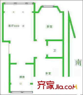 小稿村户型图户型图 2室1厅1卫1厨