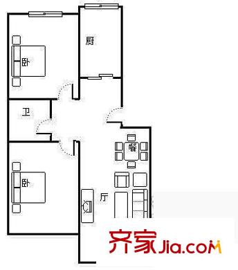 小稿村户型图户型图 2室1厅1卫1厨