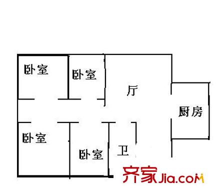 月壇北小街戶型圖戶型圖 4室2廳1衛(wèi)1廚