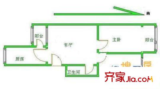 日新家园户型图户型图 2室1厅1卫1厨