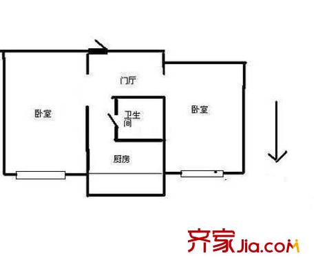 里仁街6號(hào)院戶型圖戶型圖	 2室1廳1衛(wèi)1廚
