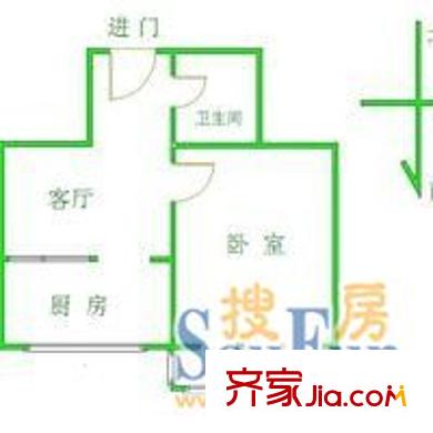 安德路55號(hào)院 1室 戶(hù)型圖