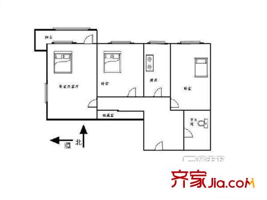 建功東里戶型圖戶型圖 3室1廳1衛(wèi)1廚