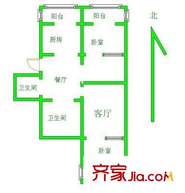 卧龙公寓户型图户型图 3室2厅2卫1厨