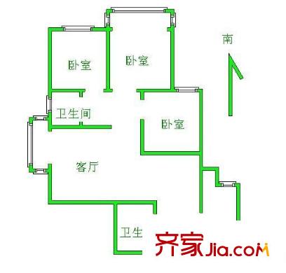 裕龙花园五区户型图3室 户型图 3室2厅2卫1厨