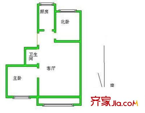 裕龙花园五区户型图2室 户型图 2室1厅1卫1厨