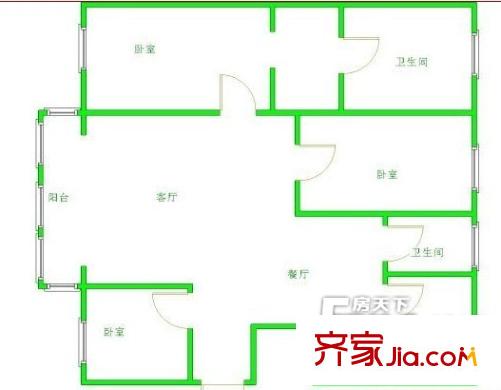 建国街一里户型图5居