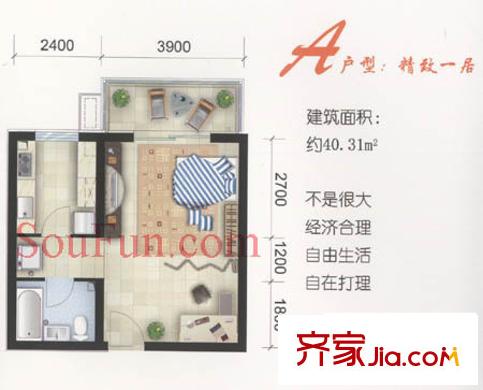 兴琦家园户型图1室1厅1卫1厨
