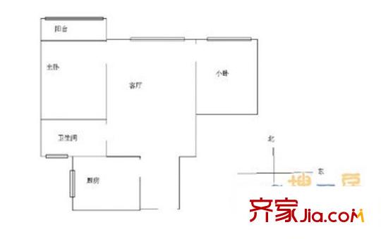 富丰路8号院户型图户型图 2室1厅1卫1厨