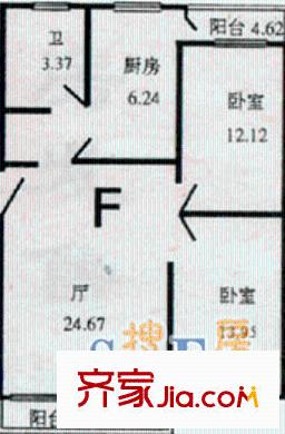 翠屏南里户型图2室1厅
