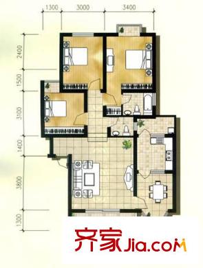 劉蘭塑胡同戶型圖戶型圖 3室2廳2衛(wèi)1廚