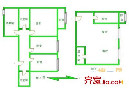 华宝公寓 3室 户型图