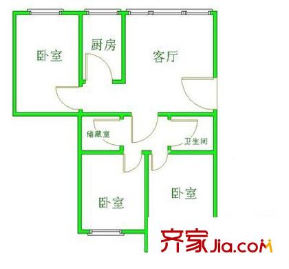华宝公寓 3室 户型图