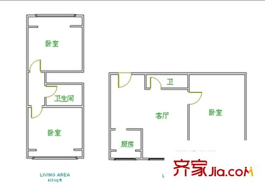 华宝公寓 3室 户型图