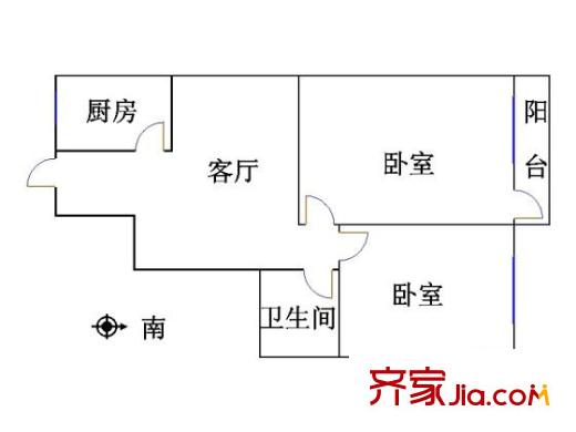 劉蘭塑胡同戶型圖戶型圖 2室1廳1衛(wèi)1廚