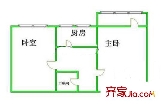 月壇北小街戶型圖戶型圖 2室1廳1衛(wèi)1廚