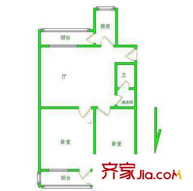 日新家园户型图户型图 2室1厅1卫1厨