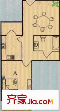 日新家园户型图1号楼乙A户型 1室1厅1卫1厨