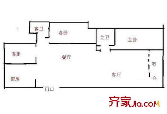里仁街6號(hào)院戶型圖戶型圖	 3室2廳2衛(wèi)1廚
