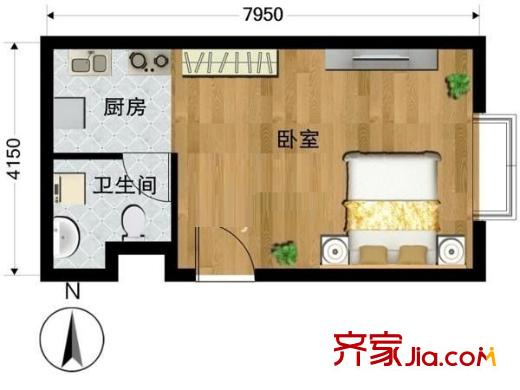 设计师广场 1室 户型图