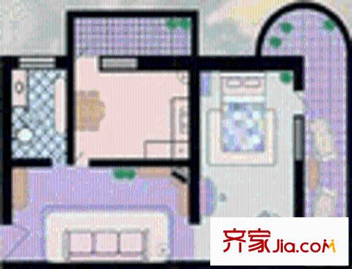 南苑北里户型图B户型 1室1厅1卫1厨