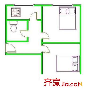 虎坊路小區(qū)戶型圖戶型圖 2室1衛(wèi)1廚