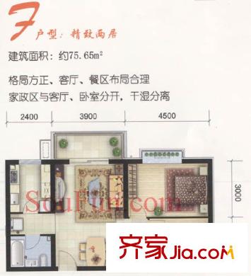 兴琦家园户型图2室1厅1卫1厨