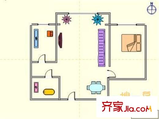 兴琦家园户型图户型图 1室1厅1卫1厨