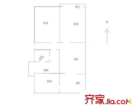 富丰路8号院户型图户型图 3室2厅1卫1厨