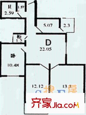 翠屏南里户型图3室1厅