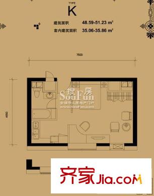 设计师广场户型图K户型 1室1卫1厨