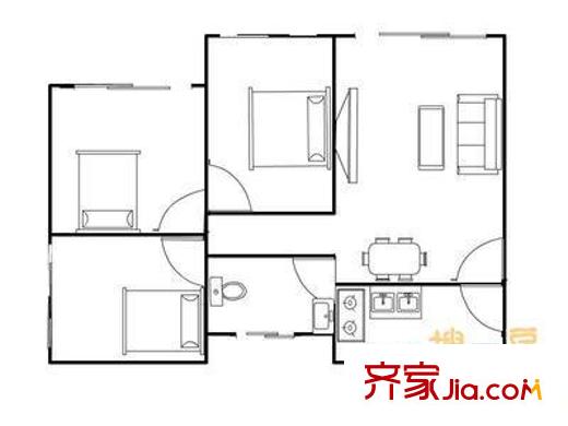 新村一里户型图户型图 3室1厅1卫1厨