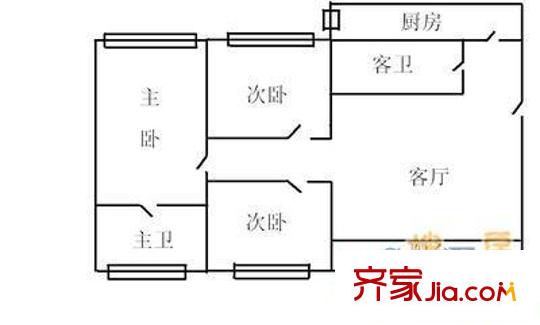 新村一里户型图户型图 3室2厅2卫1厨