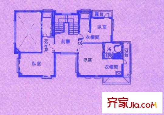 丽宫户型图HOUSE-D二层 3室2卫