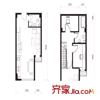 方嘉国际户型图D户型 2室1厅1卫1厨