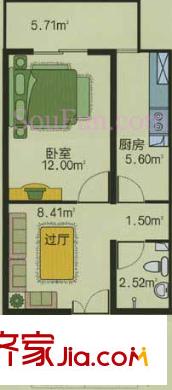角湾小区户型图户型图 1室1厅1卫1厨