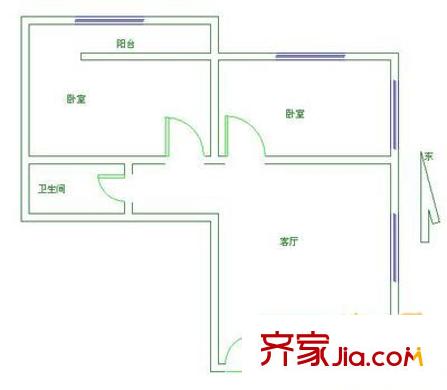 海户西里34号院 2室 户型图