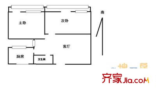 海户西里34号院2室 户型图