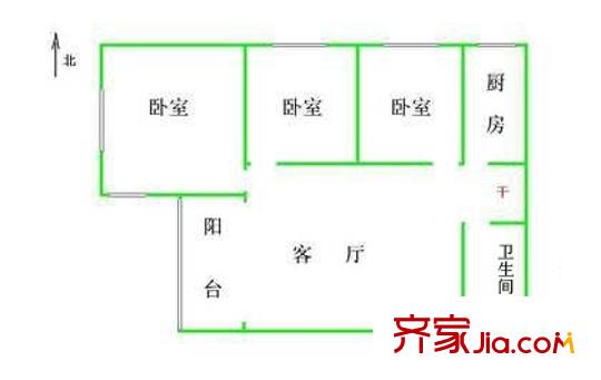 杏林苑户型图户型图 3室1厅1卫1厨