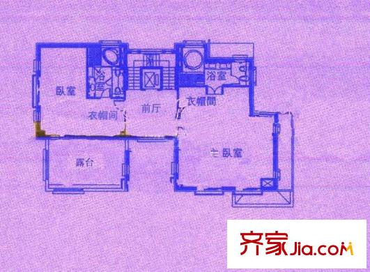 丽宫户型图HOUSE-D三层 2室2卫