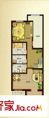 阿凯笛亚庄园户型图N2-2b地下户型图 1室3厅1卫