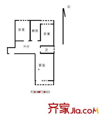 西潞园小区户型图3室 户型图 3室1厅1卫1厨