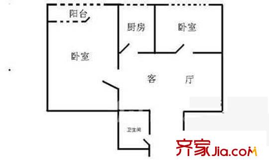 西潞园小区户型图户型图 2室1厅1卫1厨