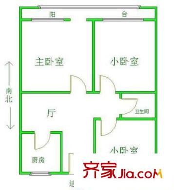 小石橋胡同 3室 戶型圖