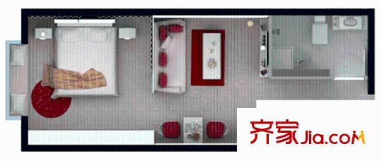 FREE自由季户型图一居户型图(已售完) 1室1厅1卫1厨
